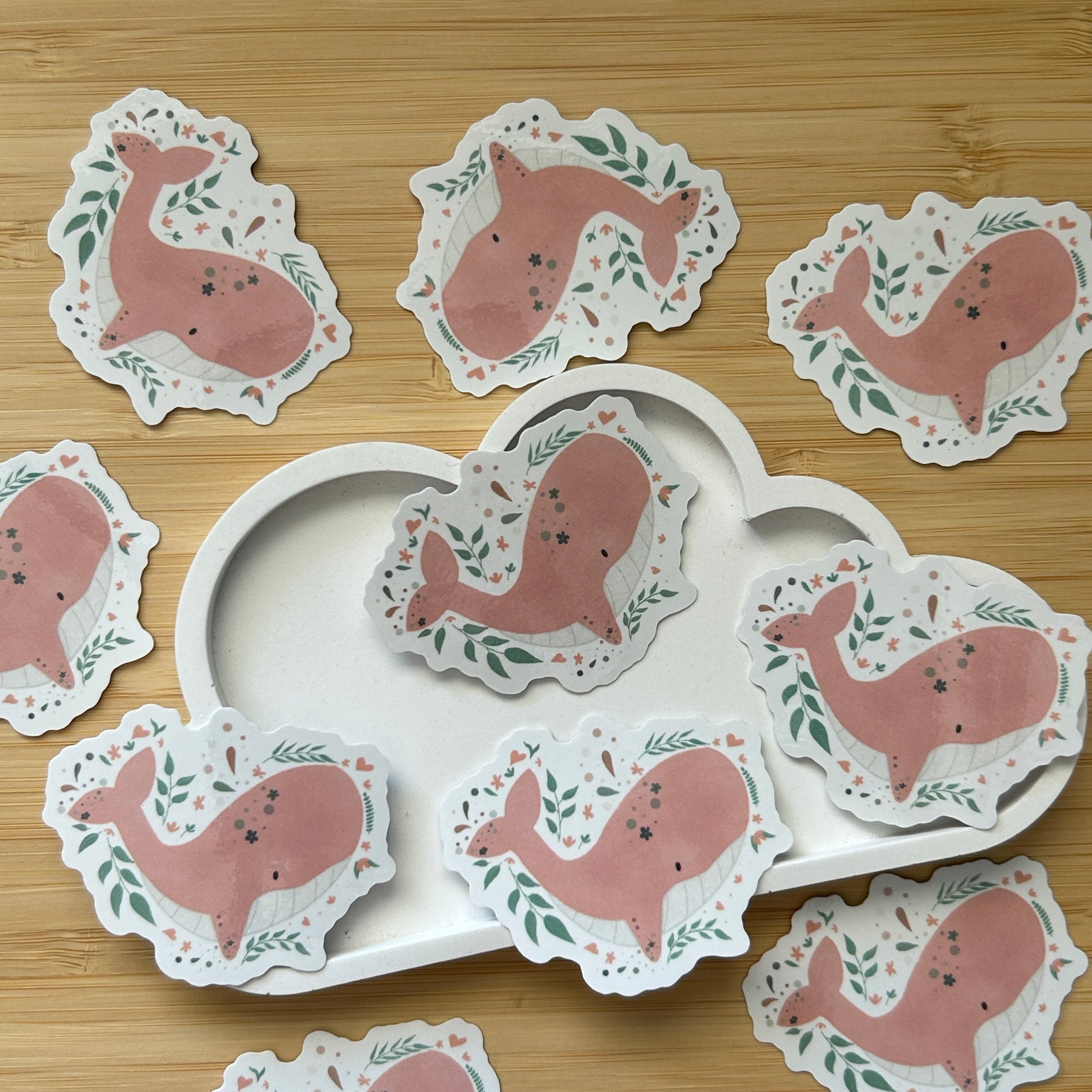 Sticker vinyl Pink Wal 5cm im Aquarelle look